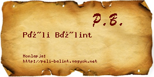 Péli Bálint névjegykártya